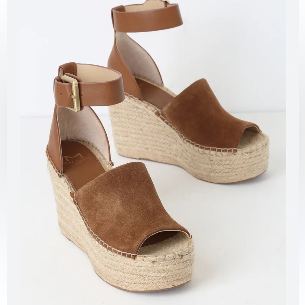 Marc Fisher LTD Brown Leather Wedge Sandals